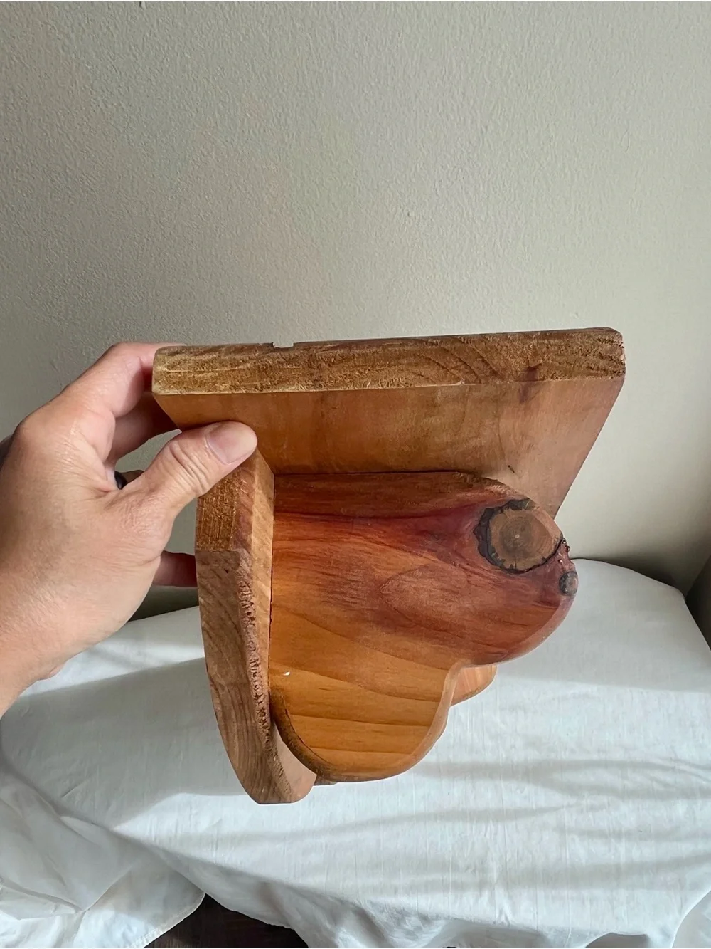 Heart Cedar Wall Coat Rack with Three Pegs - Natural Wood